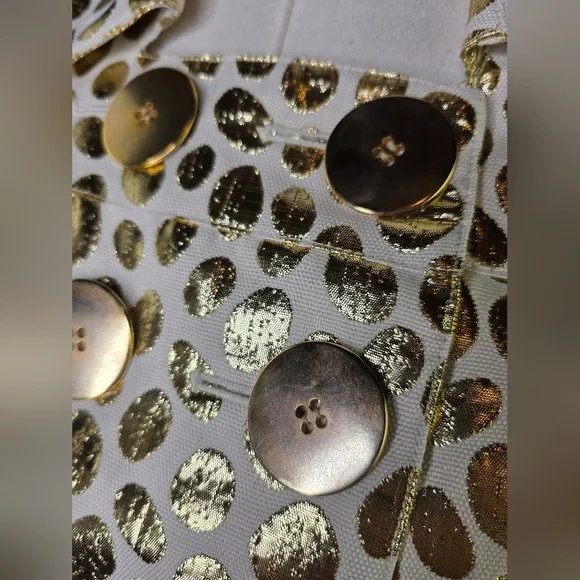 LaROK Metallic Leopard Print Cropped Jacket Short Sleeve Double Breasted S